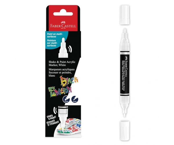Faber-Castell: Black Edition Shake & Paint 2 végű 3mm-es és 1mm-es fehér marker