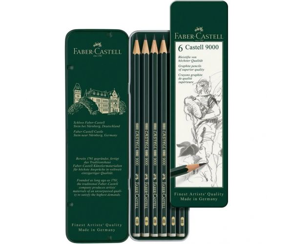 Faber-Castell: Castell 9000 Grafitceruza 6db-os szett fém dobozban
