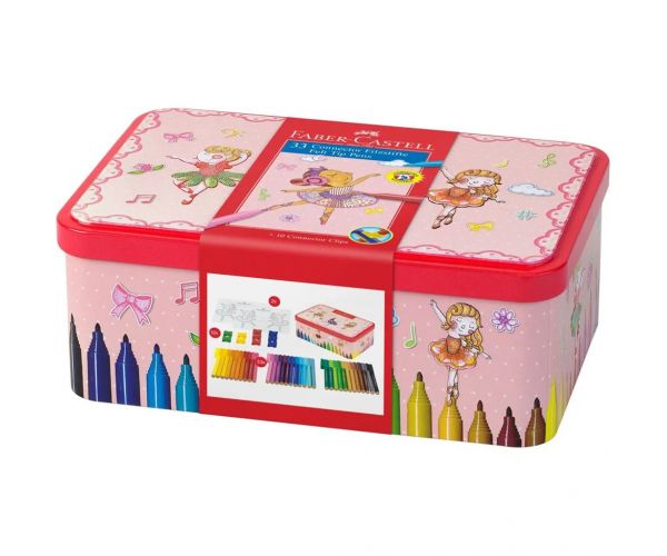 Faber Castell: Connector filctoll készlet 33db-os Ballerina mintás fém dobozban