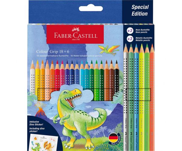 Faber-Castell: Dinoszauruszos Grip színesceruza készlet 18+6db-os csomag