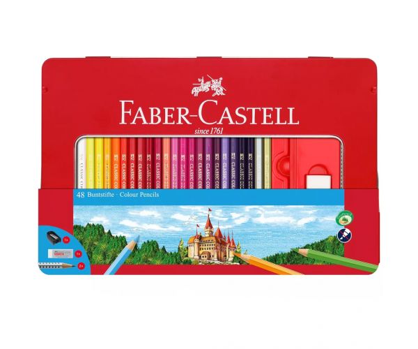 Faber-Castell: Színes ceruza szett fém dobozban 48db-os