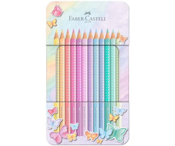 Faber-Castell: Sparkle 12db-os pasztell színes ceruza készlet fém dobozban