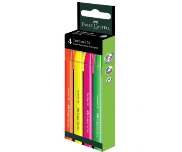 Faber-Castell: Textliner 38 Szövegkiemelő szett fluoreszkáló színekkel 4db-os csomag