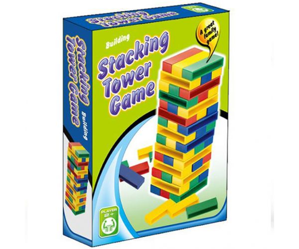 Színes toronyépítő jenga társasjáték