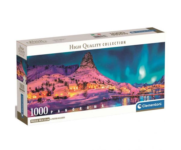 Színes téli éjszaka 1000db-os HQC panoráma puzzle 98x33cm - Clementoni