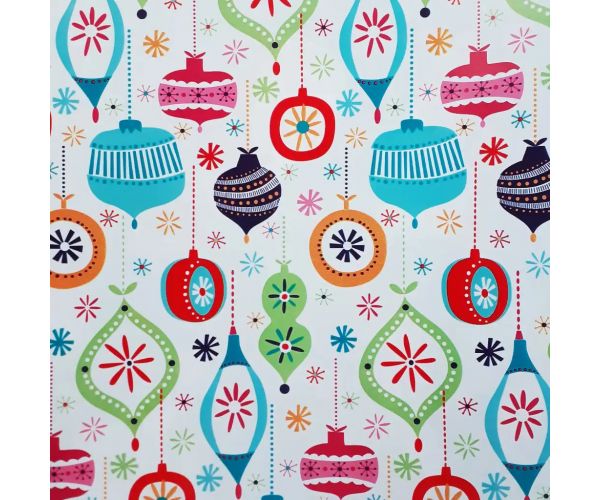 Színes díszek mintás csomagolópapír 200x70cm