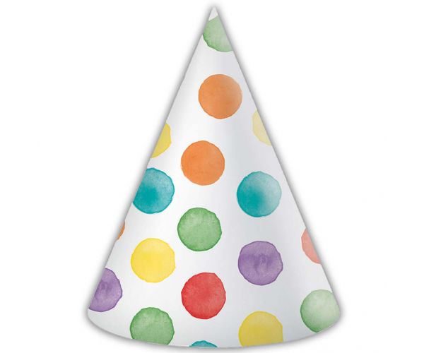 Színes pöttyös party kalap – 6db-os szett