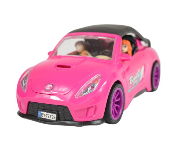 Fashion Sport Car: Rózsaszín sportautó szett fénnyel és hanggal, helikopterrel