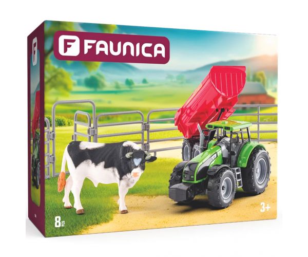Faunica: Traktor bikával játékszett - Woodyland