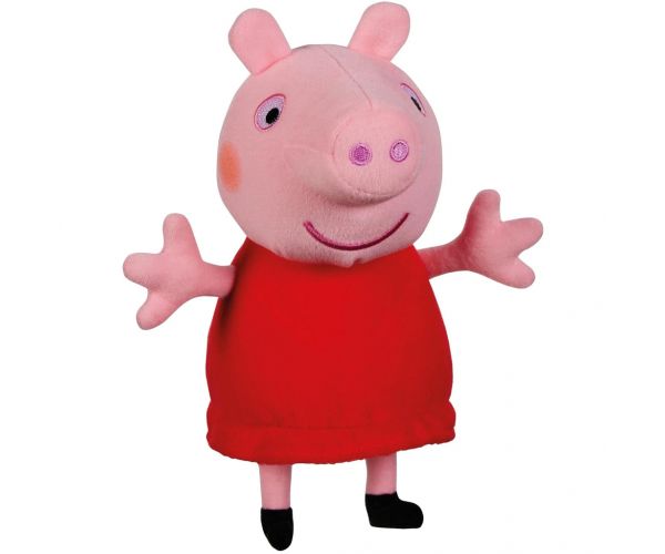 Hovoriaca Peppa prasiatko plyšová postava v červenom oblečení 20cm