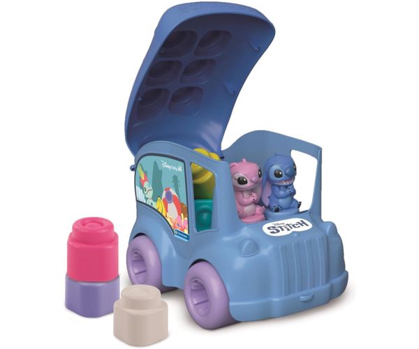 Disney Stitch školský autobus s mäkkými stavebnými kockami - Clementoni