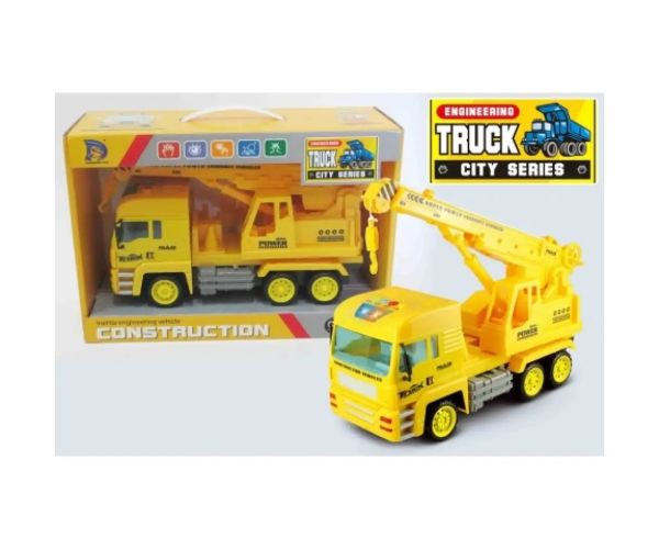 Nákladné auto so žeriavom, model so svetlom 27 cm