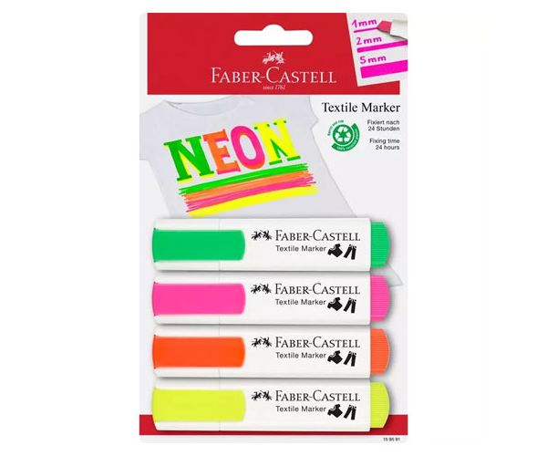 Faber-Castell: Neon színű textilfilc szett 4db-os