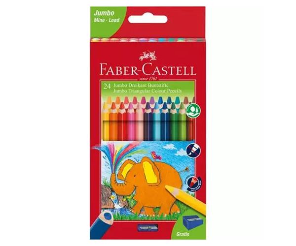 Faber-Castell: Jumbo 24db-os háromszögletű színes ceruza szett hegyezővel