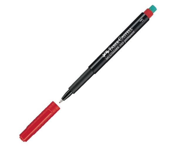 Faber-Castell: Multimark alkoholos filc F 0,6mm-es piros