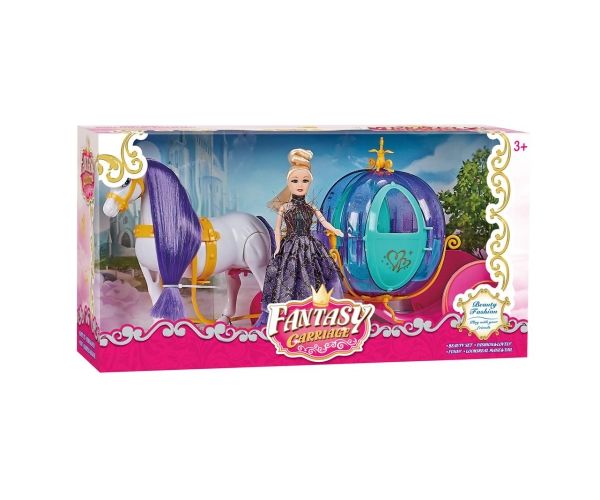 Fantasy varázslatos tökhintó szett lóval és babával