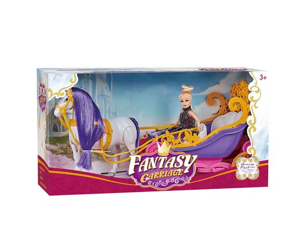 Fantasy Carriage Mesés nyitott hintó lóval és babával
