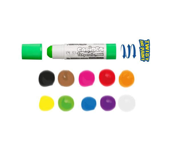 Színes textil tempera stick 10db-os szett - Carioca