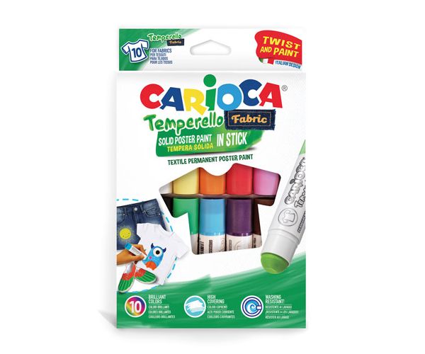 Színes textil tempera stick 10db-os szett - Carioca