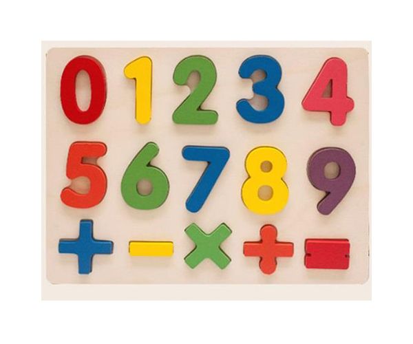 Színes fa formaillesztő puzzle számokkal 15db-os készlet