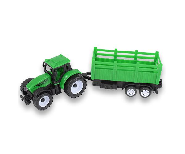 Farm Truck: Zöld két részes traktor szett utánfutóval