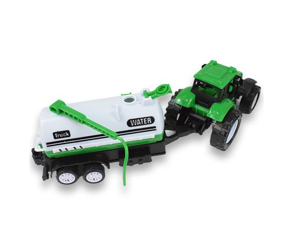 Farm Truck: Zöld két részes traktor szett utánfutóval
