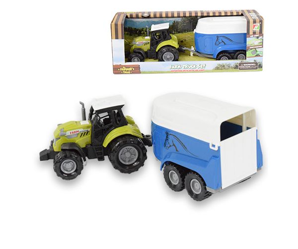 Farm Truck: Lószállító traktor utánfutóval, fénnyel és hanggal 23cm