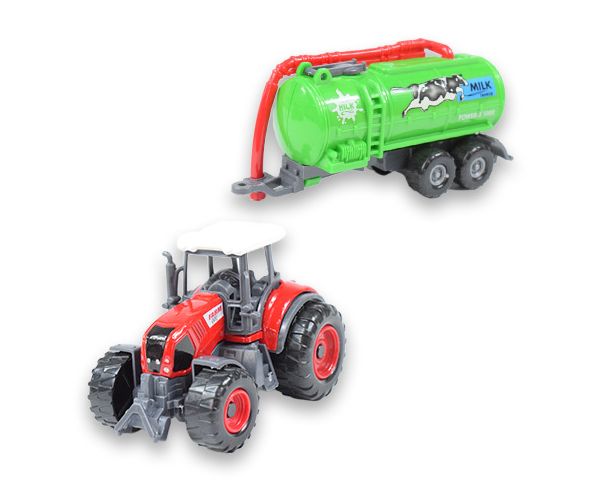 Farm Set: Mezőgazdasági traktor utánfutóval négyféle változatban 22cm