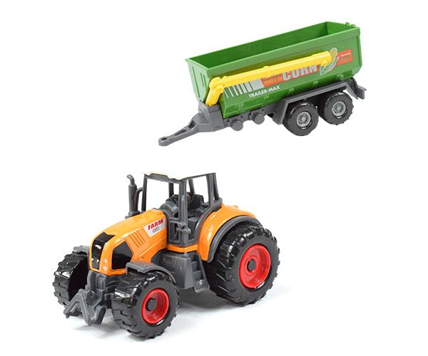 Farm Set: Mezőgazdasági traktor utánfutóval négyféle változatban 22cm