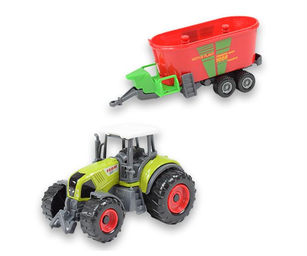 Farm Set: Mezőgazdasági traktor utánfutóval négyféle változatban 22cm