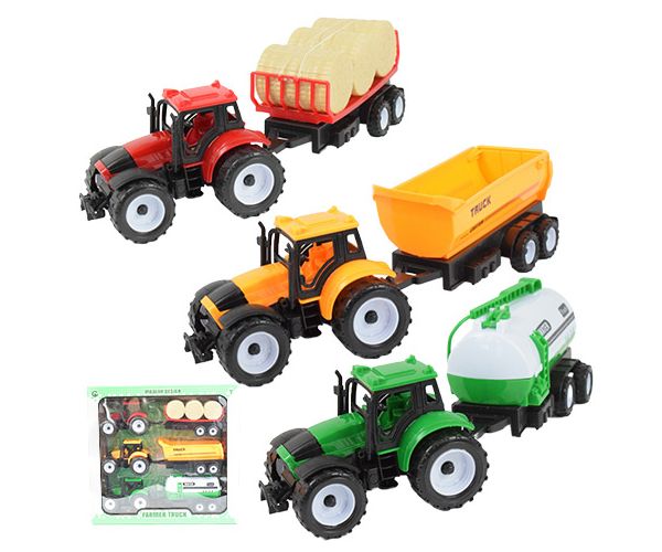 Farmer Truck: Három részes farmer traktor szett utánfutóval 28cm