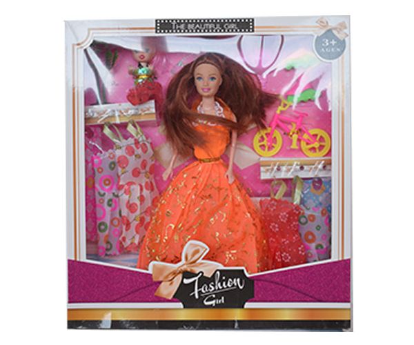 Fashion Girl: Baba és gyermek baba szett kerékpárral és kiegészítőkkel 28cm-es