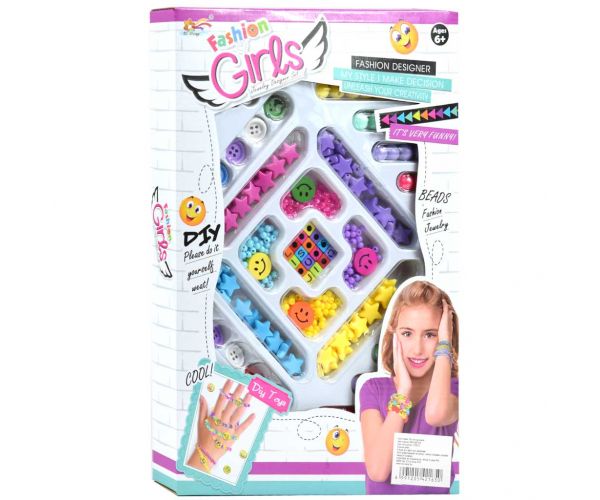 Fashion Girls: karkötő készítő szett 100+ színes gyöngyökkel és csillagokkal
