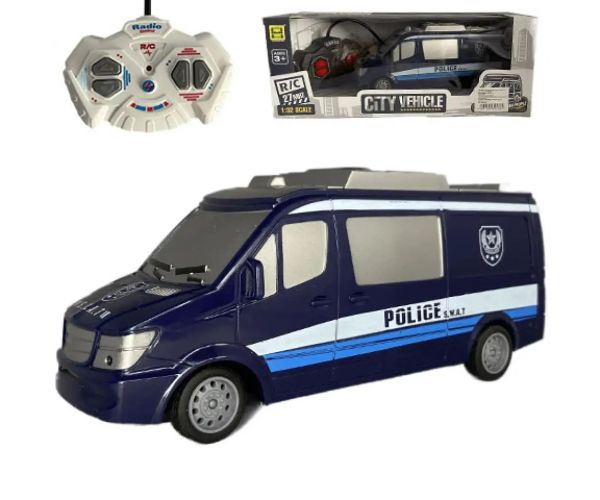 RC SWAT policajný mikrobus na diaľkové ovládanie so svetlom 27MHz 1/32 25cm