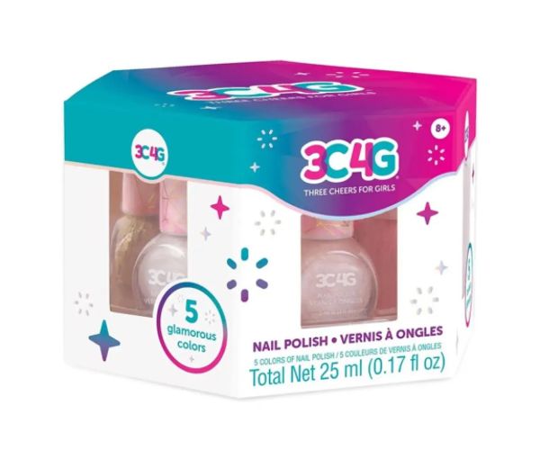 Make it Real: 3C4G ružový, zlatý lak na nechty, 5 dielny set