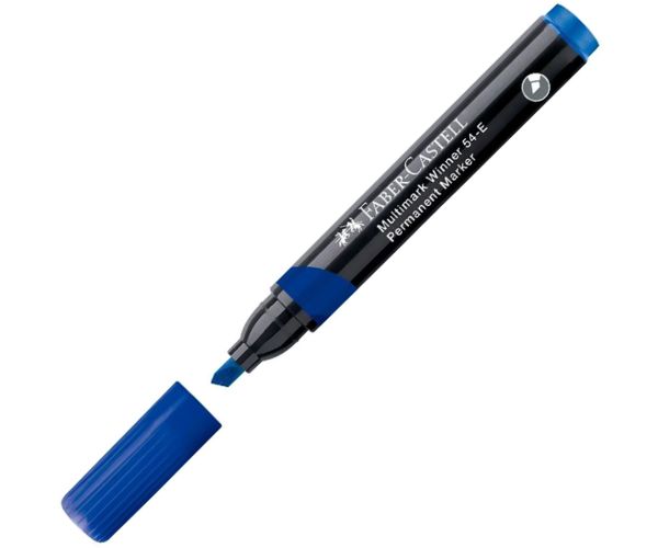 Faber-Castell: Permanentný marker modrý alkoholový fix s rezaným hrotom