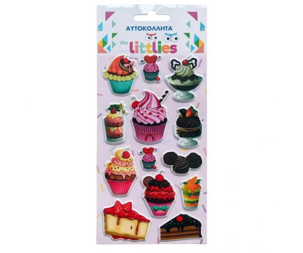 The Littlies: Sladký 3D pufový nálepkový set 10x22cm na hárku