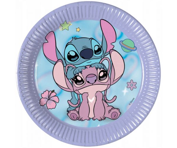 Disney Stitch a Angel papierové taniere, 8-dielná sada, priemer 20 cm
