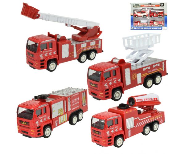 Fire Rescue Team: 4 db-os fém tűzoltóautó szett
