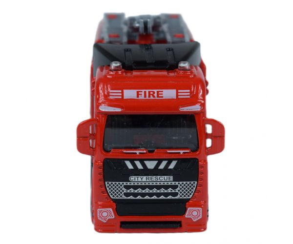 Fire Truck: Fém lendkerekes tűzoltósági kamion 20cm