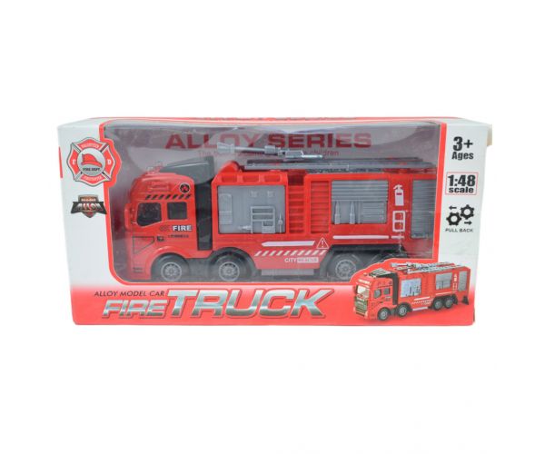 Fire Truck: Fém lendkerekes tűzoltósági kamion 20cm