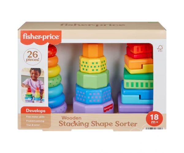 Fisher-Price Színes formaválogató és toronyépítő piramis játékszett - Mattel