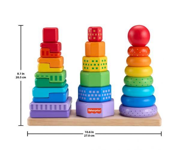 Fisher-Price Színes formaválogató és toronyépítő piramis játékszett - Mattel