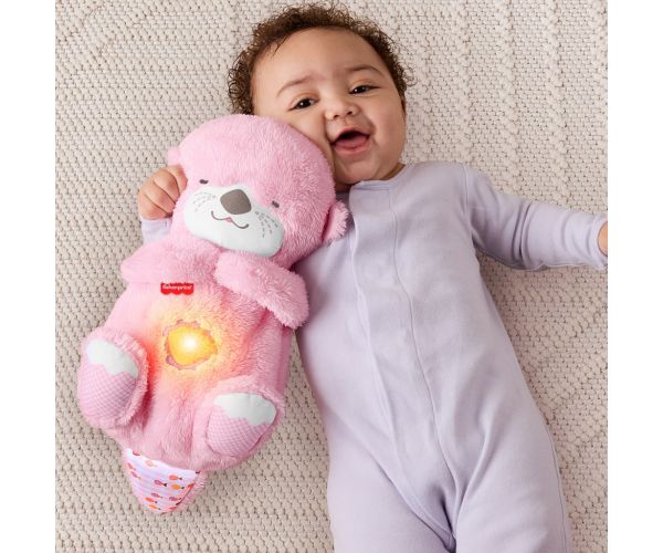 Fisher-Price: Rózsaszín szunyókáló vidra funkciókkal - Mattel