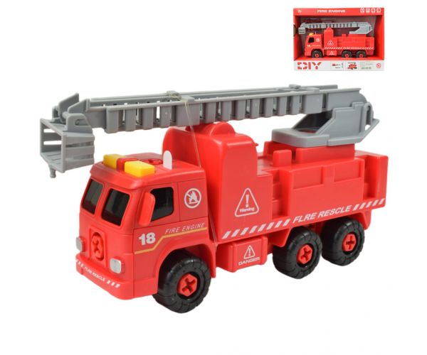 Fire Engine: Darus szétszerelhető tűzoltóautó szerszámokkal és hanggal 20cm