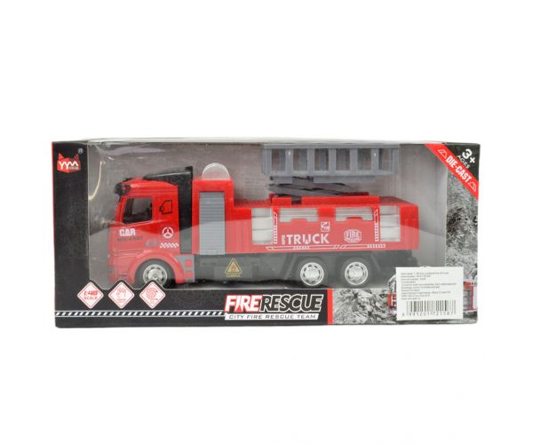 Fire Rescue: Lendkerekes emelőkosaras tűzoltósági kamion 19cm