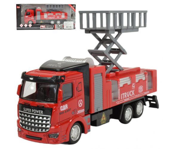 Fire Rescue: Lendkerekes emelőkosaras tűzoltósági kamion 19cm