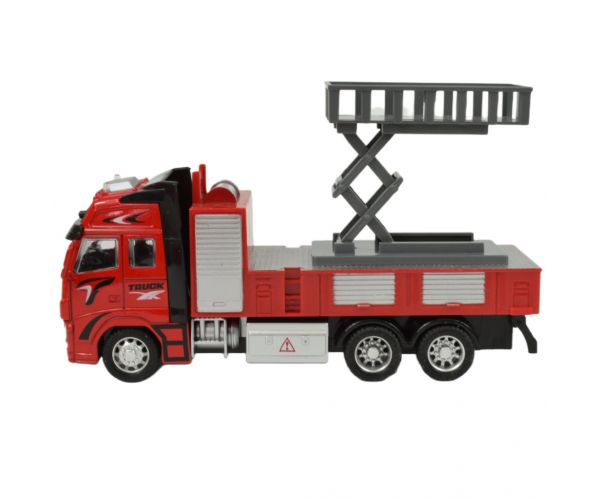 Fire Truck: Lendkerekes emelőkosaras tűzoltóautó fénnyel és hanggal 20cm