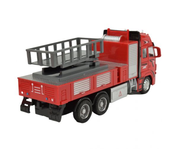 Fire Truck: Lendkerekes emelőkosaras tűzoltóautó fénnyel és hanggal 20cm