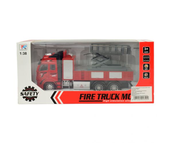 Fire Truck: Lendkerekes emelőkosaras tűzoltóautó fénnyel és hanggal 20cm